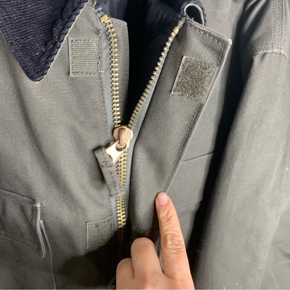 Vintage green ducks canvas insulated chore field coat corduroy collar jacket 3XL - Picture 3 of 5